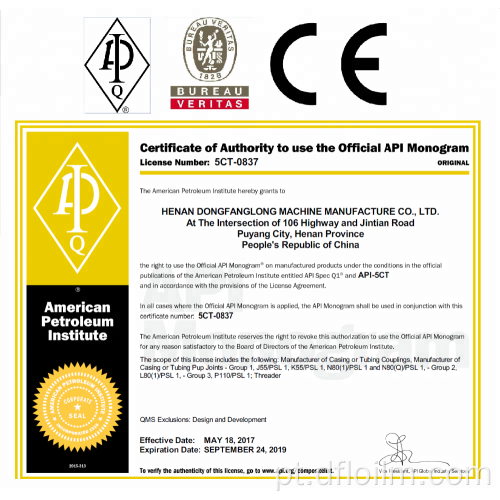 Tubo de carcaça da API 139.7mm6.98mm J55 8.23-9.14m Fim simples